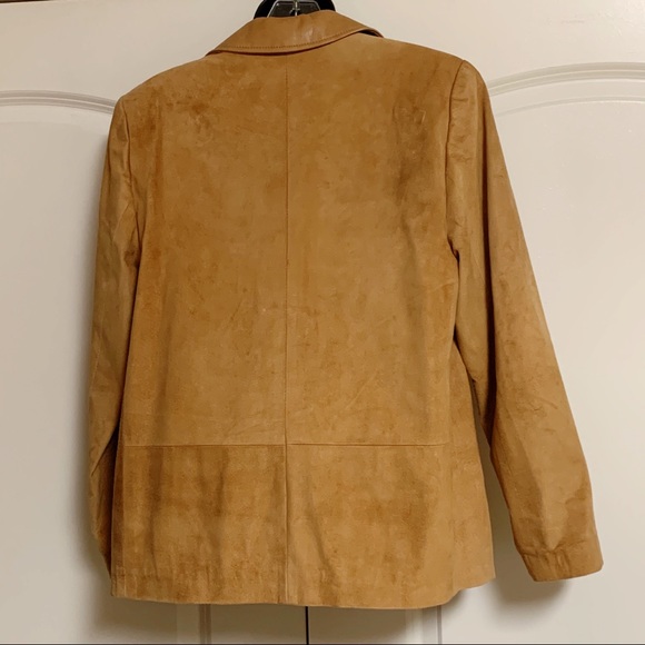 VTG 70s Tan Suede Leather Shirt Jacket Coat 4 6 S - Picture 3 of 3